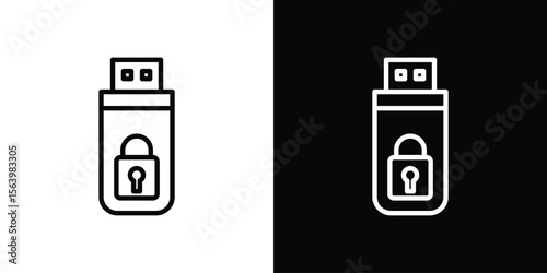 Pendrive security icon. Simple thin line, outline vectors