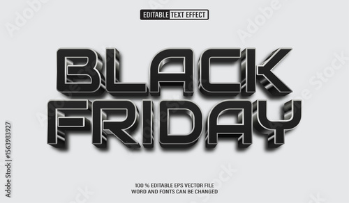 Editable 3d text style effect - black Friday text effect Template