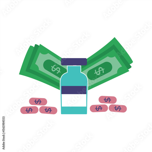 Vaccination price Illustration. Free vaccination of the poor. Protect people from the coronavirus pandemic