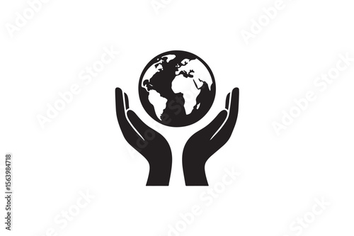 Globe blue on hands in green blurred nature arth in adult hands earth day world day energy saving concept Elements of this image furnished by silhouette on white background.01