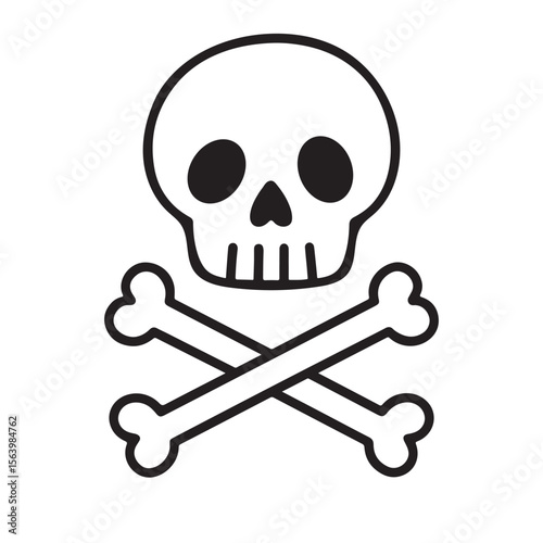 Cute cartoon skull and crossbones graphic design. warning and alert concept