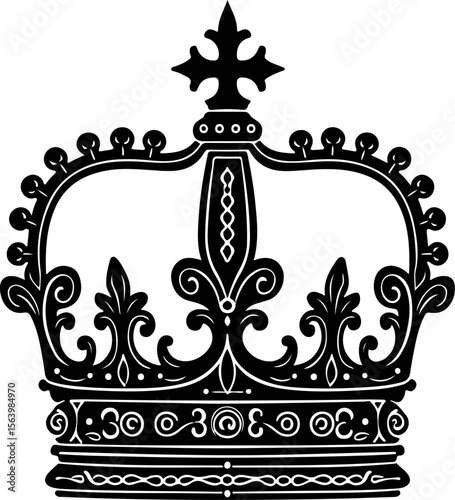 Ornate Crown king Tattoos Silhouette vector graphics