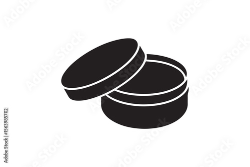Homemade Herbal Balm in Metal Tin on Light Blue Fabric silhouette on white background.01