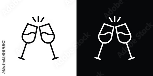 Wine toast icon. Simple thin line, outline vectors