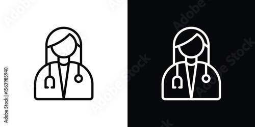Woman Doctor icon. Simple thin line, outline vectors