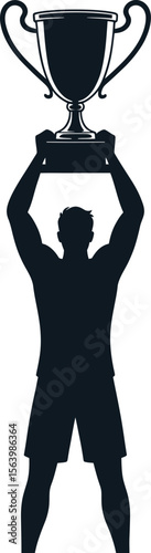 
Man Raising Trophy in Victory