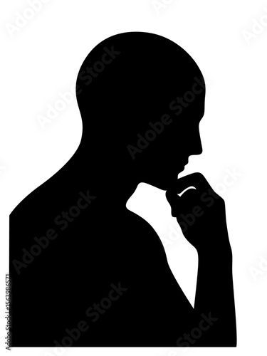 Thinking Man Silhouette: A minimalist silhouette of a contemplative individual, embodying introspection, decision-making, and the depths of thought.