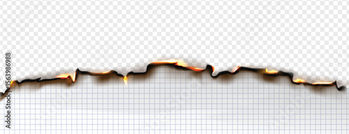 Burnt torn paper edges isolated on transparent background. Ideal for photo overlays, scrapbooking, vintage effects, fire damage textures, and design elements