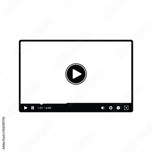 Black and White Video Player Interface with Play Button