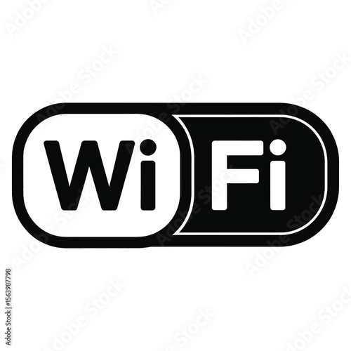 Black and White Wi Fi Symbol on White Background Wi-Fi
