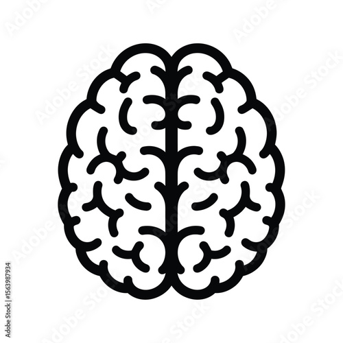 Black Brain Outline on White Background neurology