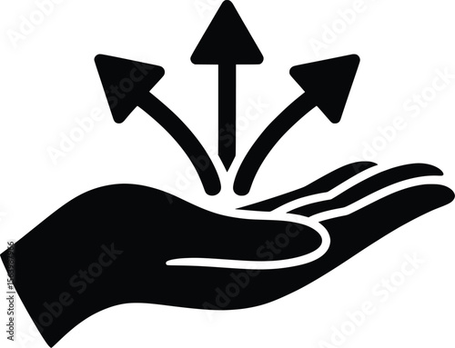 Hand with Arrows Icon, Growth, Direction, Opportunity Vector Symbol.