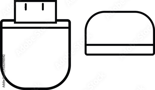 usb flash drive icon or outline vector illustration