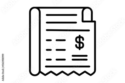 mono line icon receipt with dollar