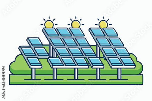 mono line vector icon solar farm