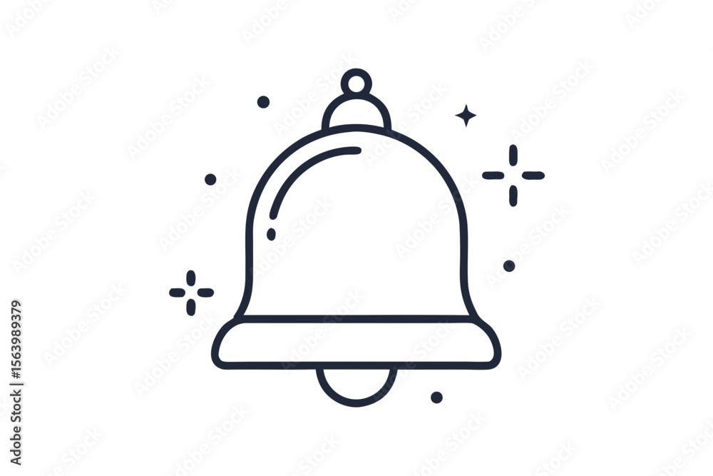 Fototapeta premium simple mono line icon bell notification alert