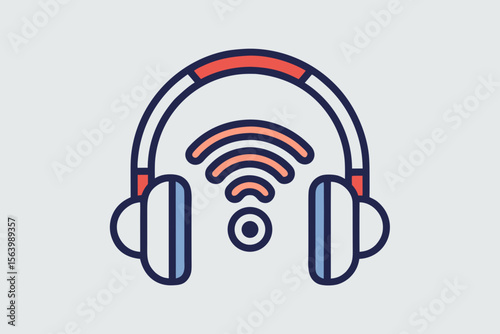 mono line vector icon wireless headphones graphic