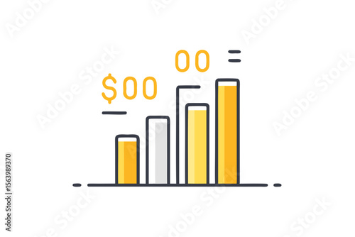simple mono line icon bar chart graph