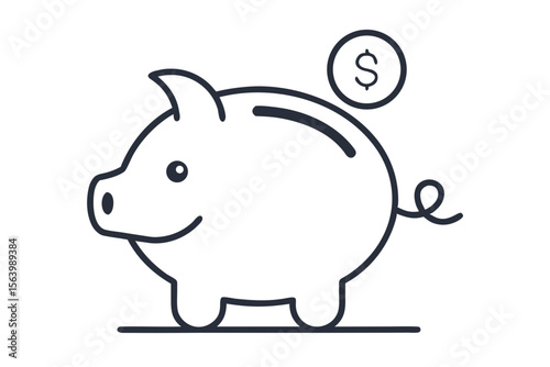 simple line icon piggy bank saving money