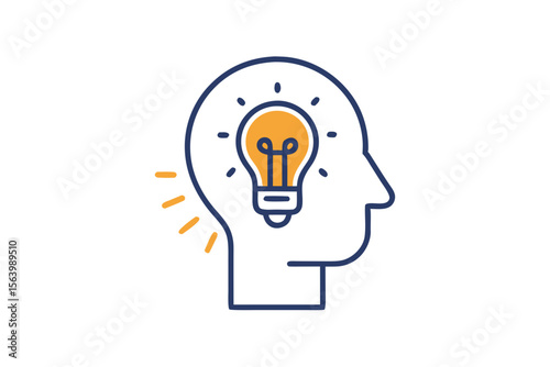 simple mono line icon human head profile