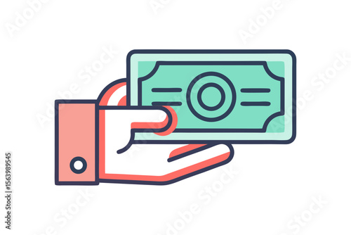 simple mono line icon hand holding object
