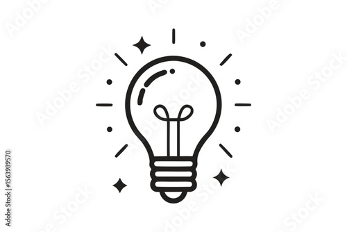 simple mono line icon lightbulb idea concept
