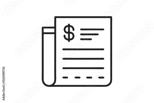 simple mono line icon invoice document