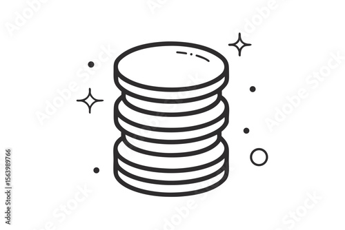 simple mono line icon stacked coins