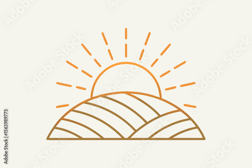 simple mono line vector icon sunrise