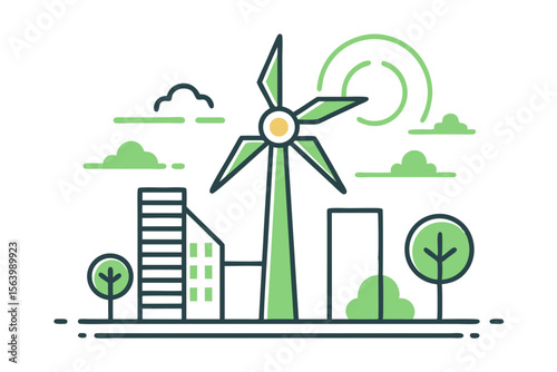 line icon of wind turbine energy