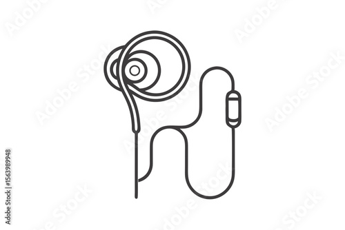 line icon of wired earphones headset