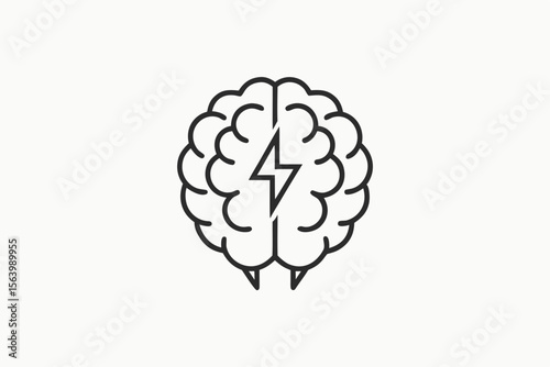 line vector icon of brain thinking