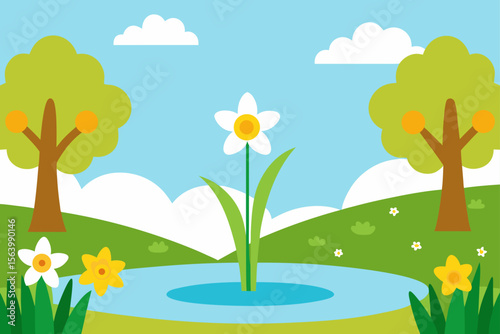Springtime Daffodil Delight A Vibrant Garden Illustration