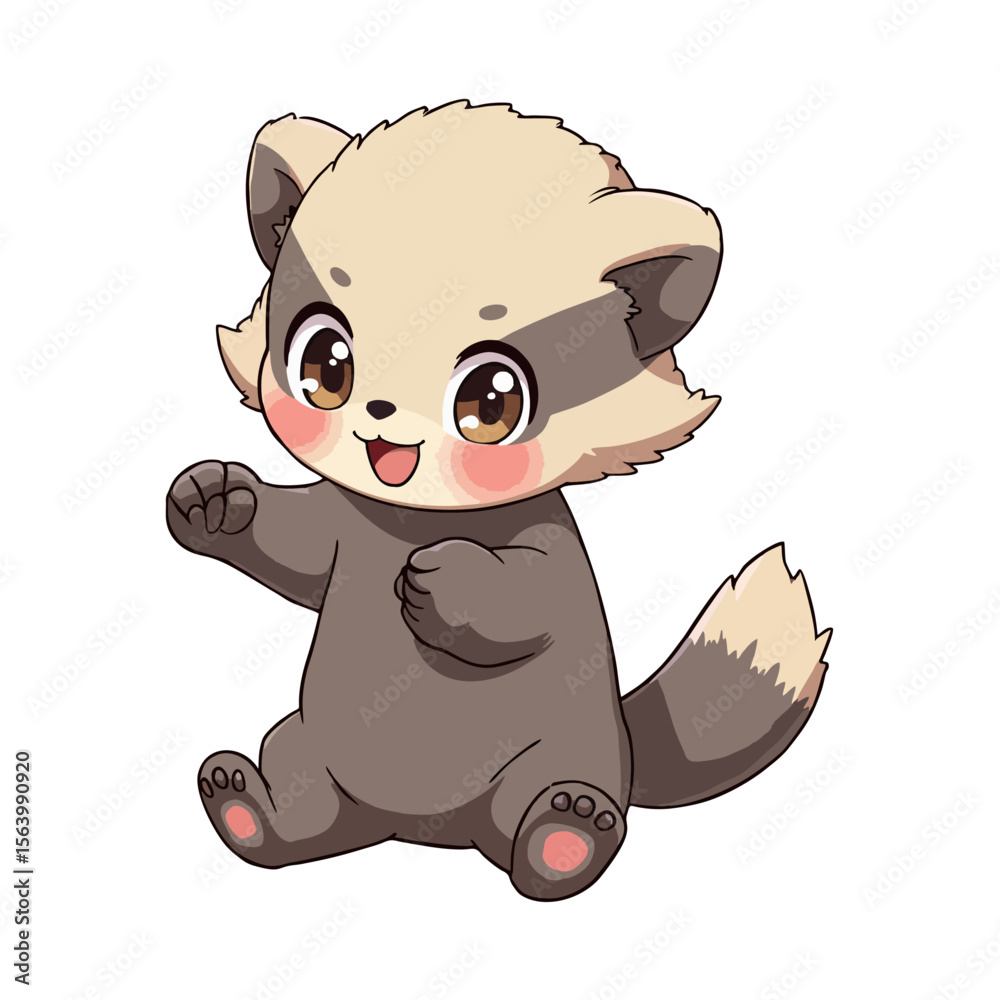 Naklejka premium Cute Baby Honey Badger Clipart 05