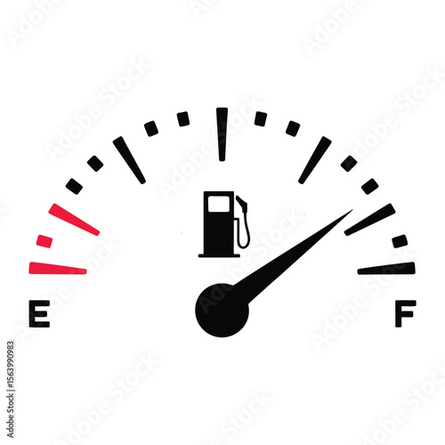 Fuel Gauge Showing Low Level of Gasoline gas gauge