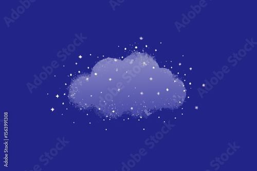 Cloud computing concept with festive winter snowflakes and starlight illuminating a rainy window
