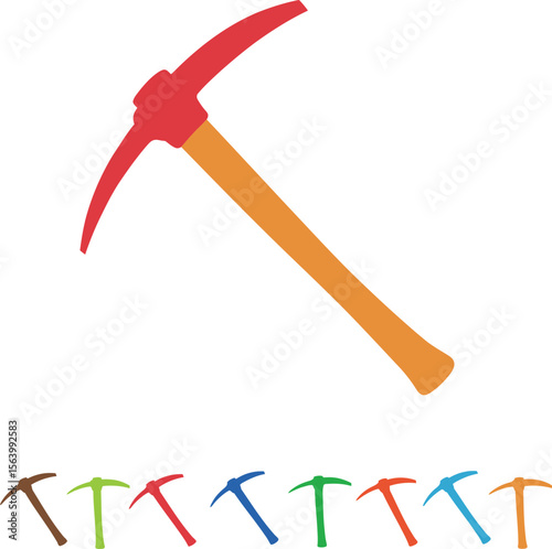 Mining Pickaxe Tools Vector Illustration Set, Colorful Equipment for Construction and Archeology, Digging Instruments for Labor and Exploration Concepts.