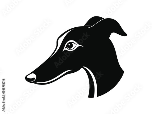 Whippet dog silhouette vector illustration, pet clipart, black and white animal shape
