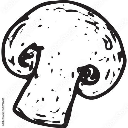 Hand-drawn mushroom sketch, perfect for food illustrations, pizza toppings, and culinary art