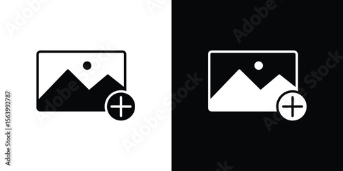 Add photos icon Vector Silhouette for graphic and web design collection