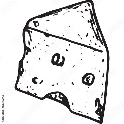 Hand-drawn cheese sketch, perfect for food illustrations, culinary designs, and restaurant menus