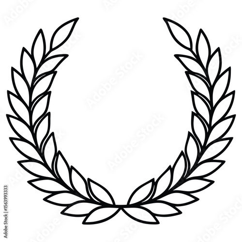 Laurel wreath. Championship laurel wreath silhouette vector illustration with timeless decorative leaves used for achievement symbols corporate awards and official seals. A simple laurel wreath.