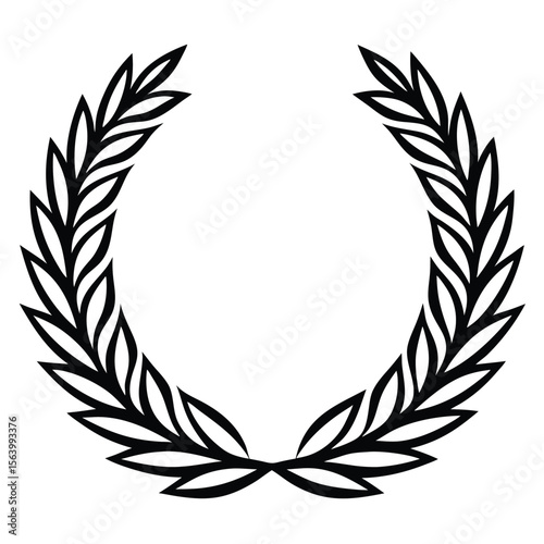 Laurel wreath. Championship laurel wreath silhouette vector illustration with timeless decorative leaves used for achievement symbols corporate awards and official seals. A simple laurel wreath.