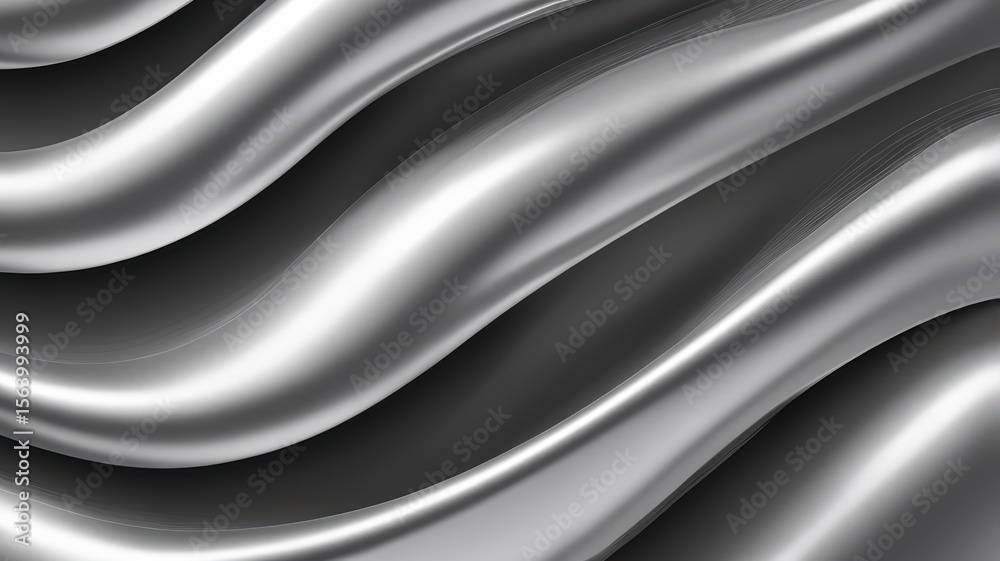 Obraz premium Smooth, flowing silver waves create a luxurious abstract background with a soft, watery texture