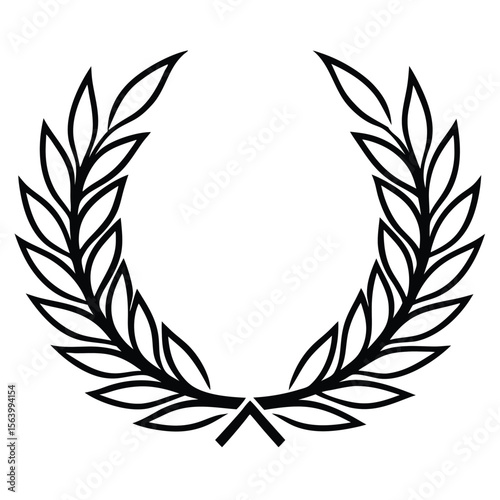 Laurel wreath. Championship laurel wreath silhouette vector illustration with timeless decorative leaves used for achievement symbols corporate awards and official seals. A simple laurel wreath.