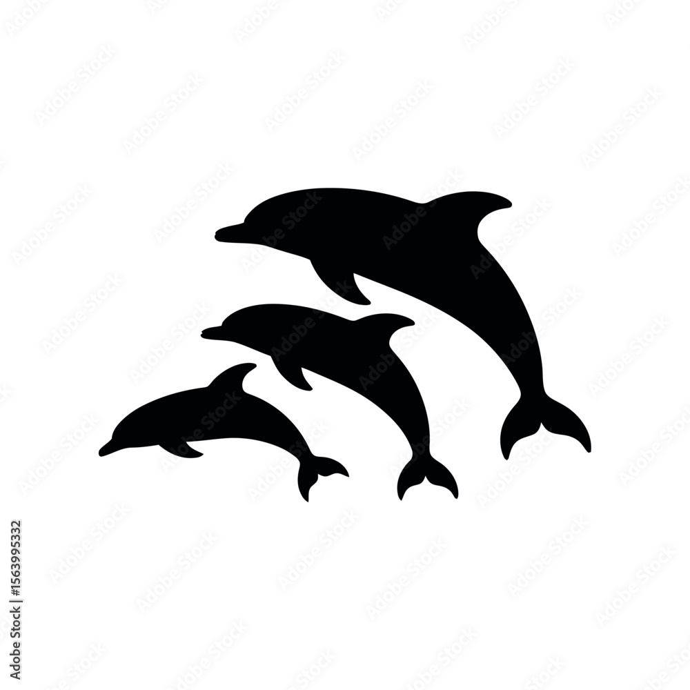 Fototapeta premium Dolphin Silhouette on white background