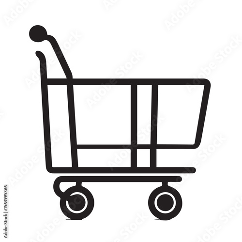 A simple black shopping cart icon isolated on white background