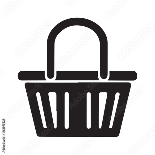 A simple black shopping basket icon isolated on white background