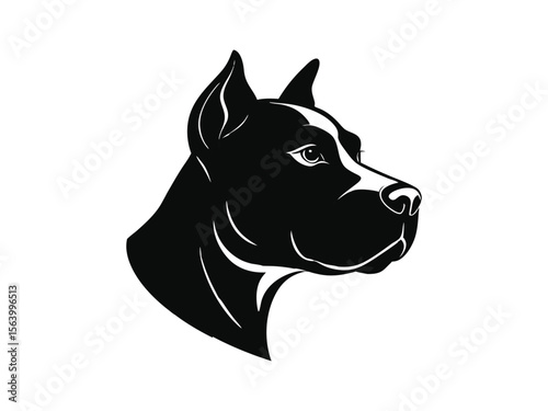 Staffordshire Bull Terrier dog silhouette vector illustration, pet clipart, black and white animal shape