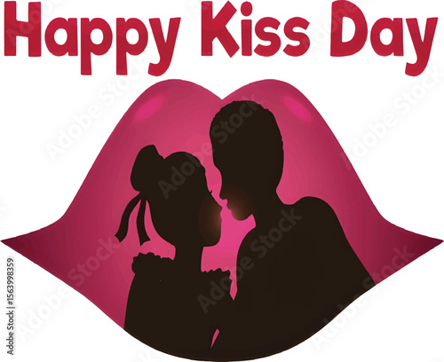 International Kissing Day Celebration with Happy Couple Cartoon in Love.


